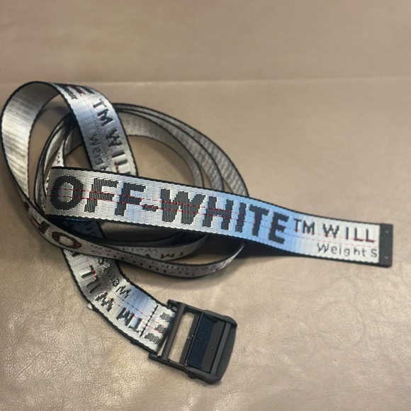 Authentic OFF-WHITE White Industrial Belt Long 200cm Black Hardware Made Italy - Picture 2 of 9